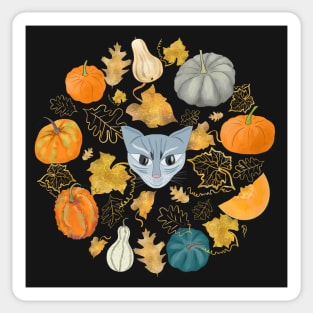 Halloween Evil Cat in a Pumpkin Patch Sticker